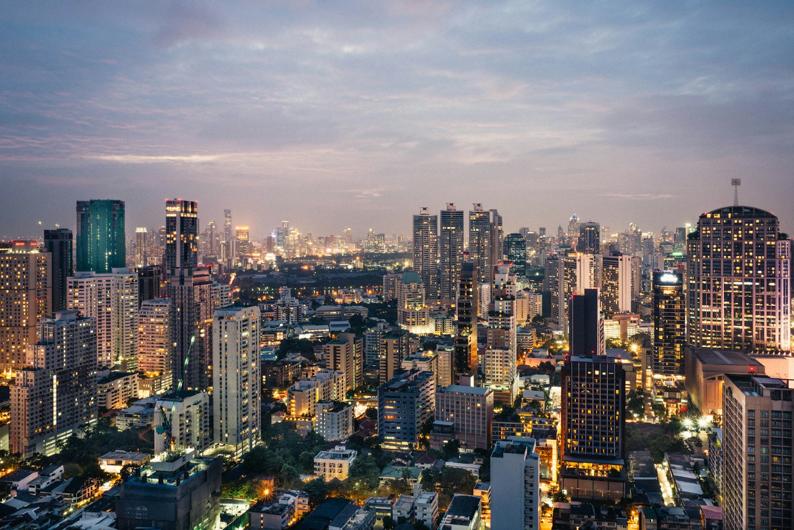 Aerial view of Bangkok Sukhumvit high-rise skyline