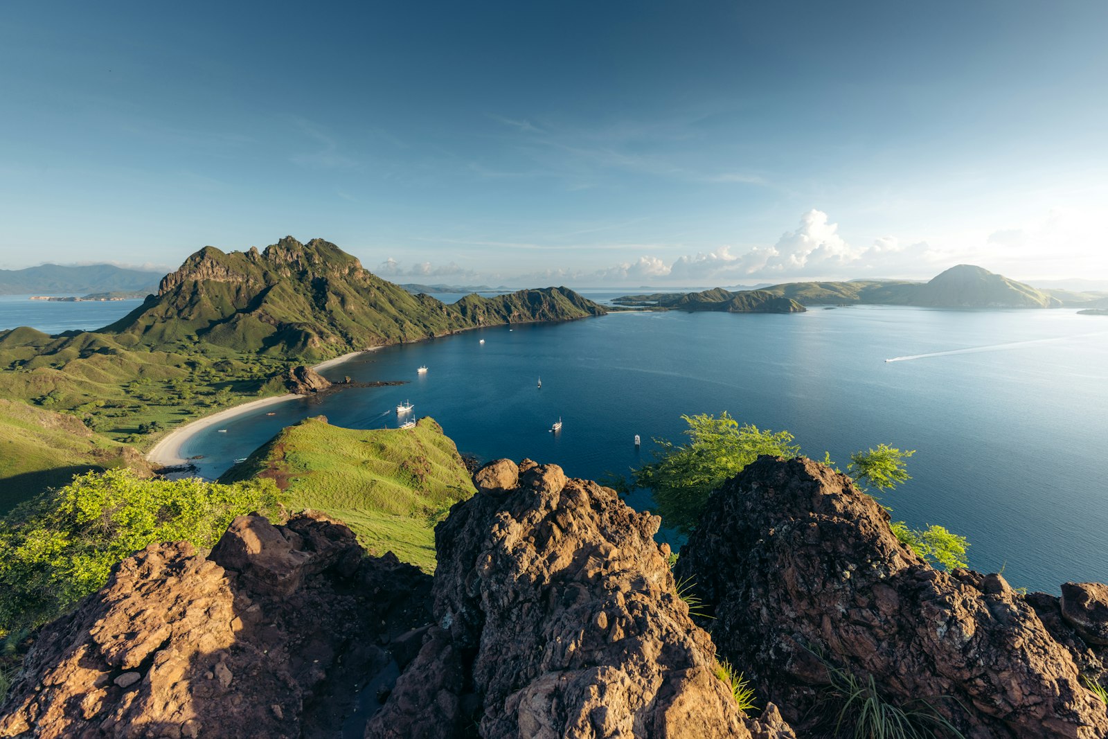 Panoramic view of Komodo National Park coastline