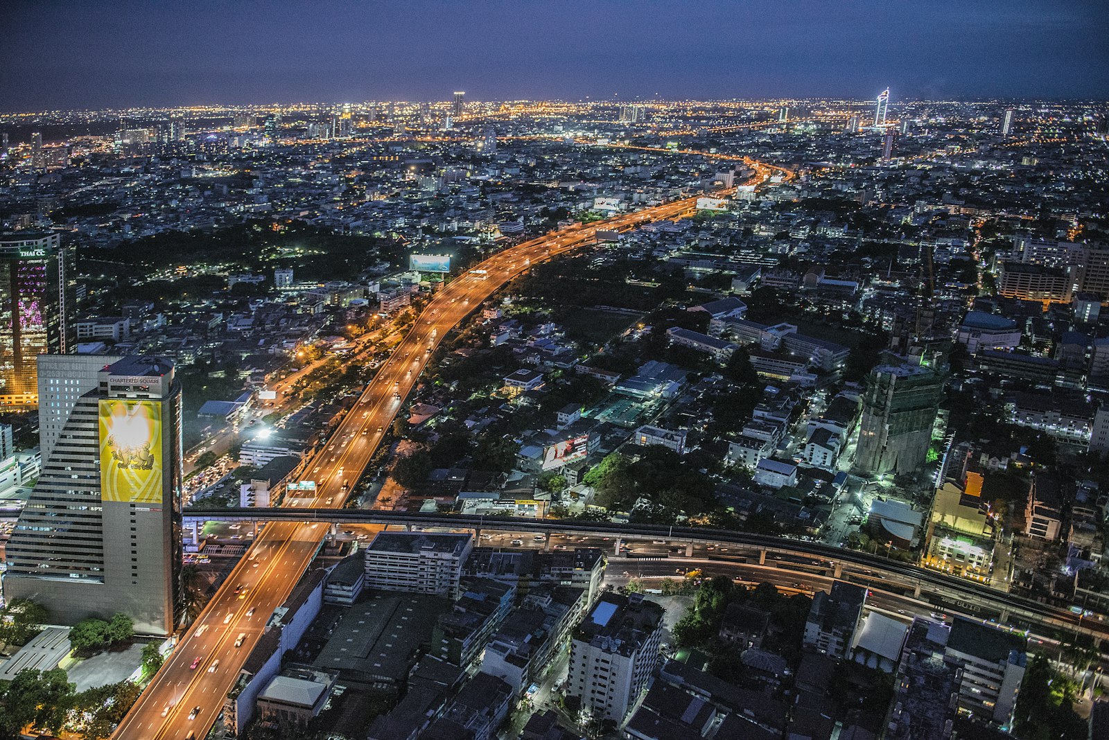 Night view from Lebua Sky Bar Bangkok rooftop