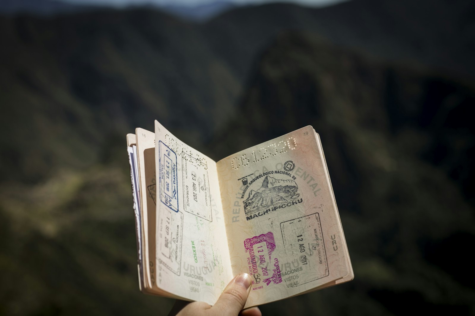 Passport and boarding pass on a travel bag