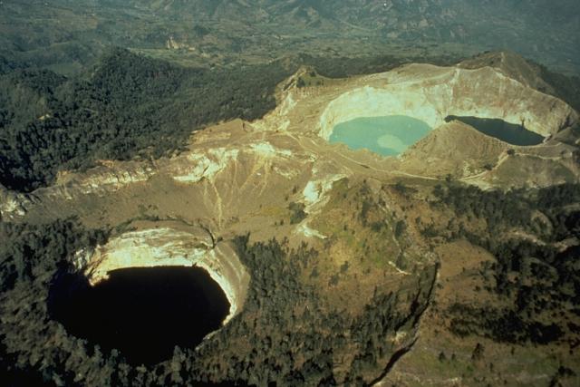 The three tri-coloured Kelimutu crater lakes