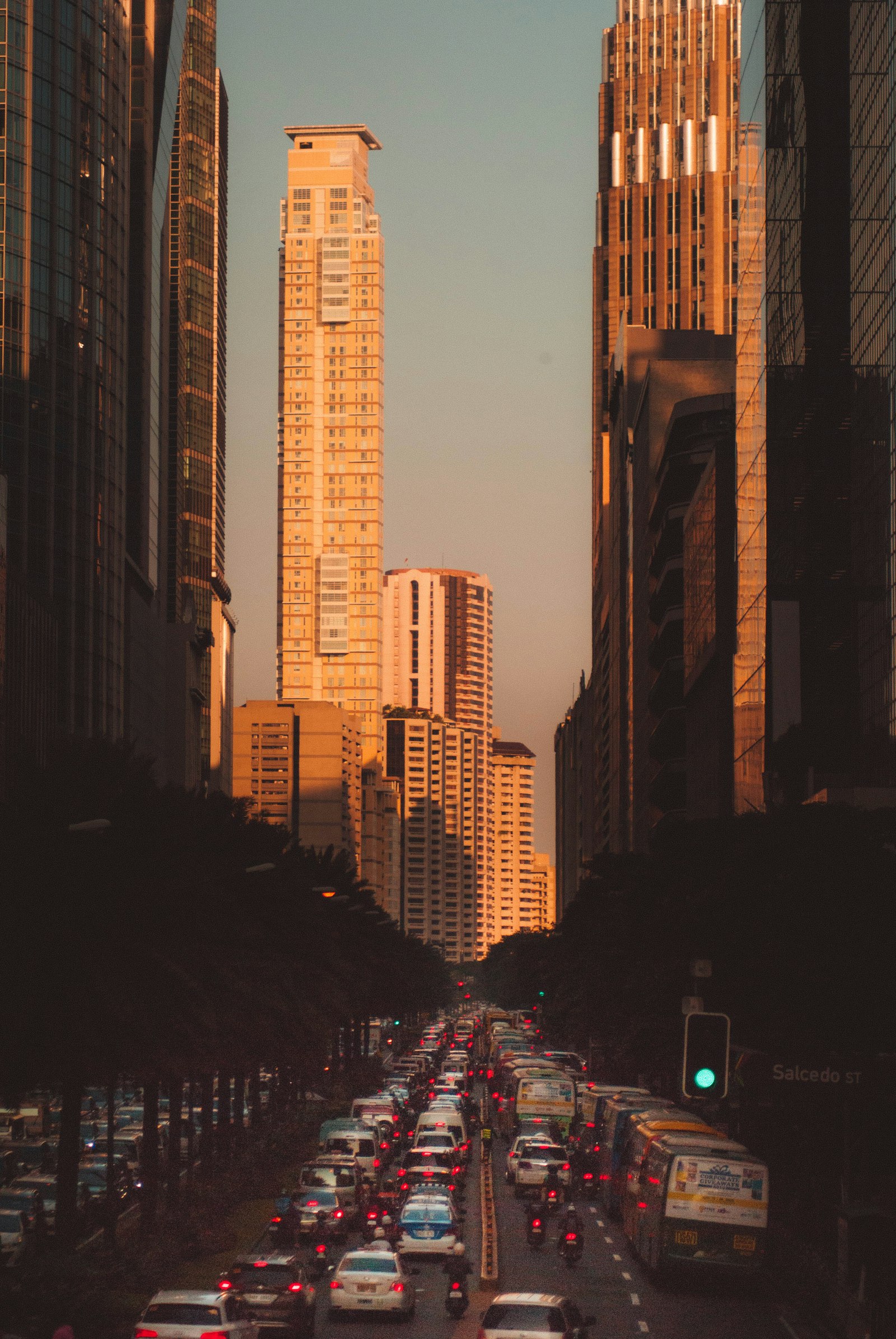 Ayala Avenue in Makati with high-rise buildings