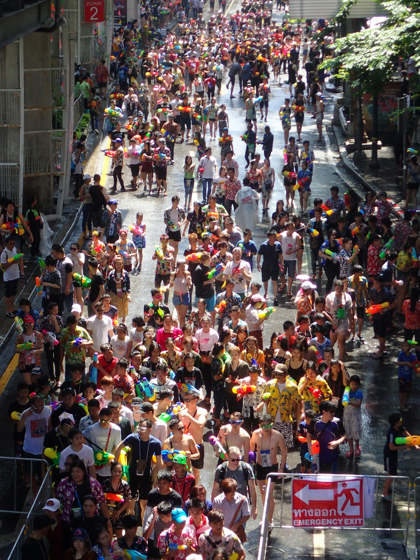 Songkran water festival crowd in Bangkok Thailand