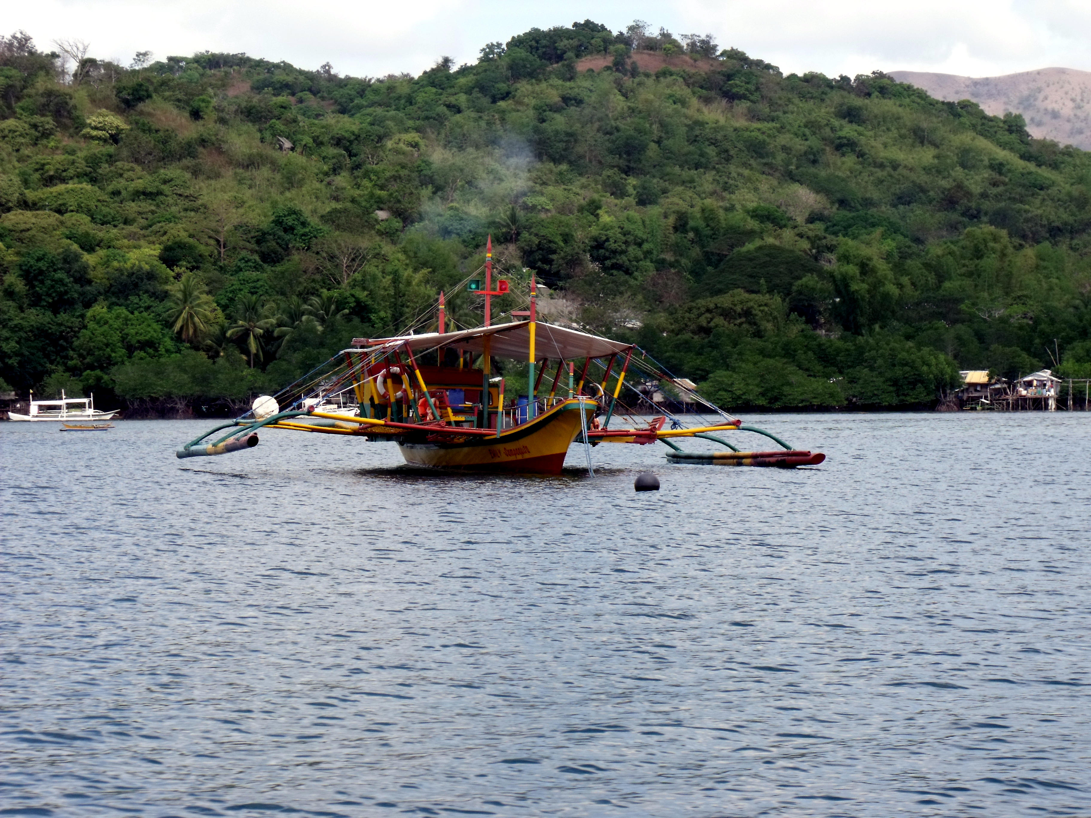 Traditional Filipino bangka outrigger boat in Coron, Palawan