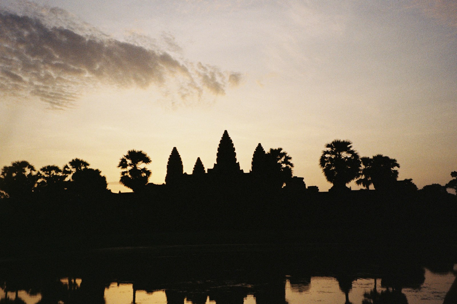 Angkor Wat silhouette at sunrise