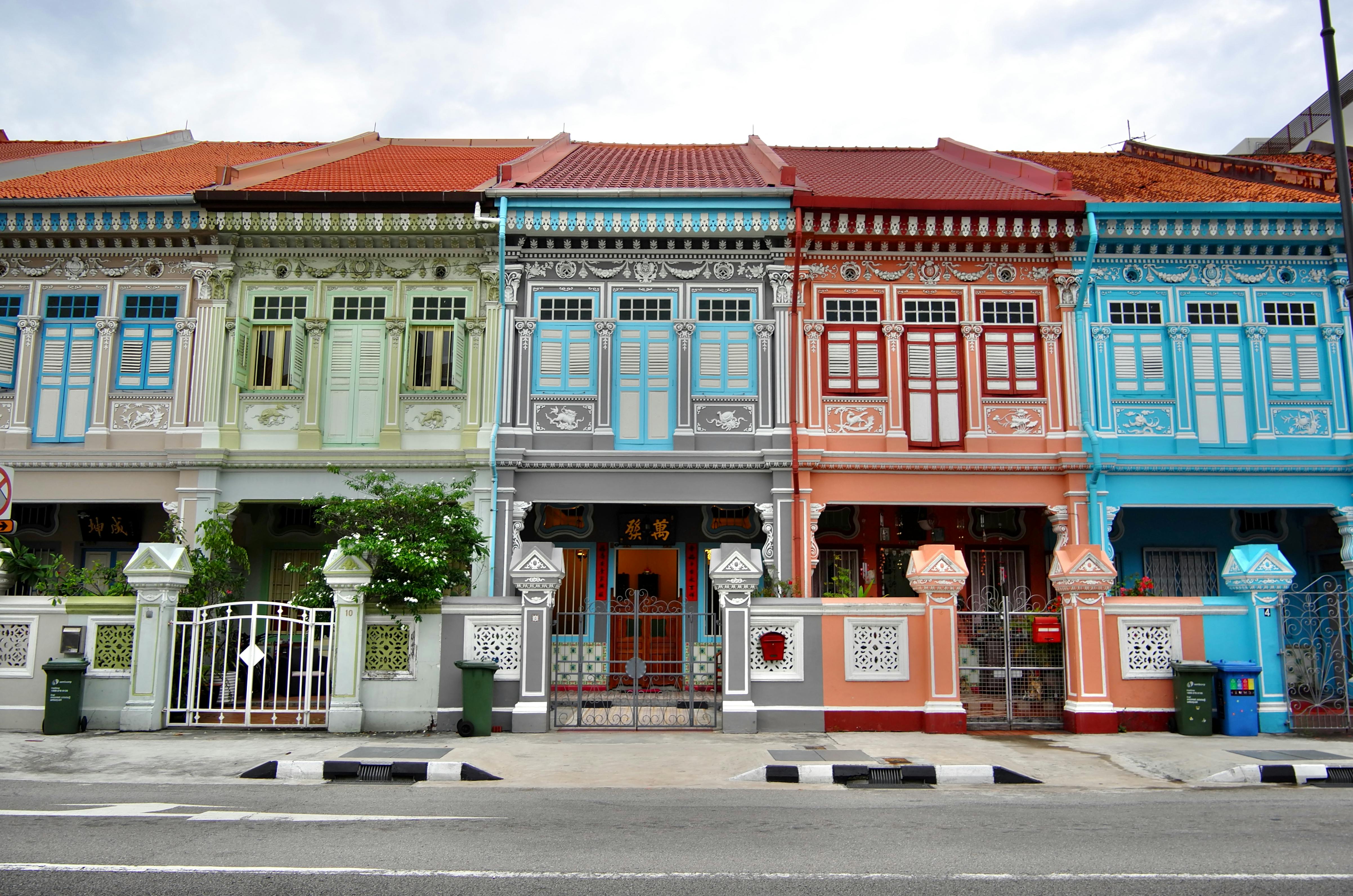 Koon Seng Road Peranakan shophouse terraces in saturated colour