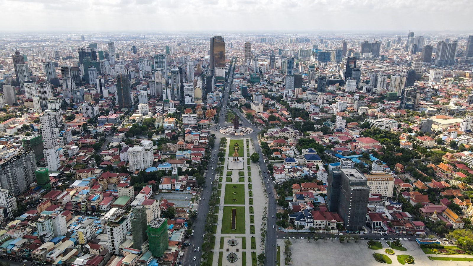 Phnom Penh skyline at blue hour