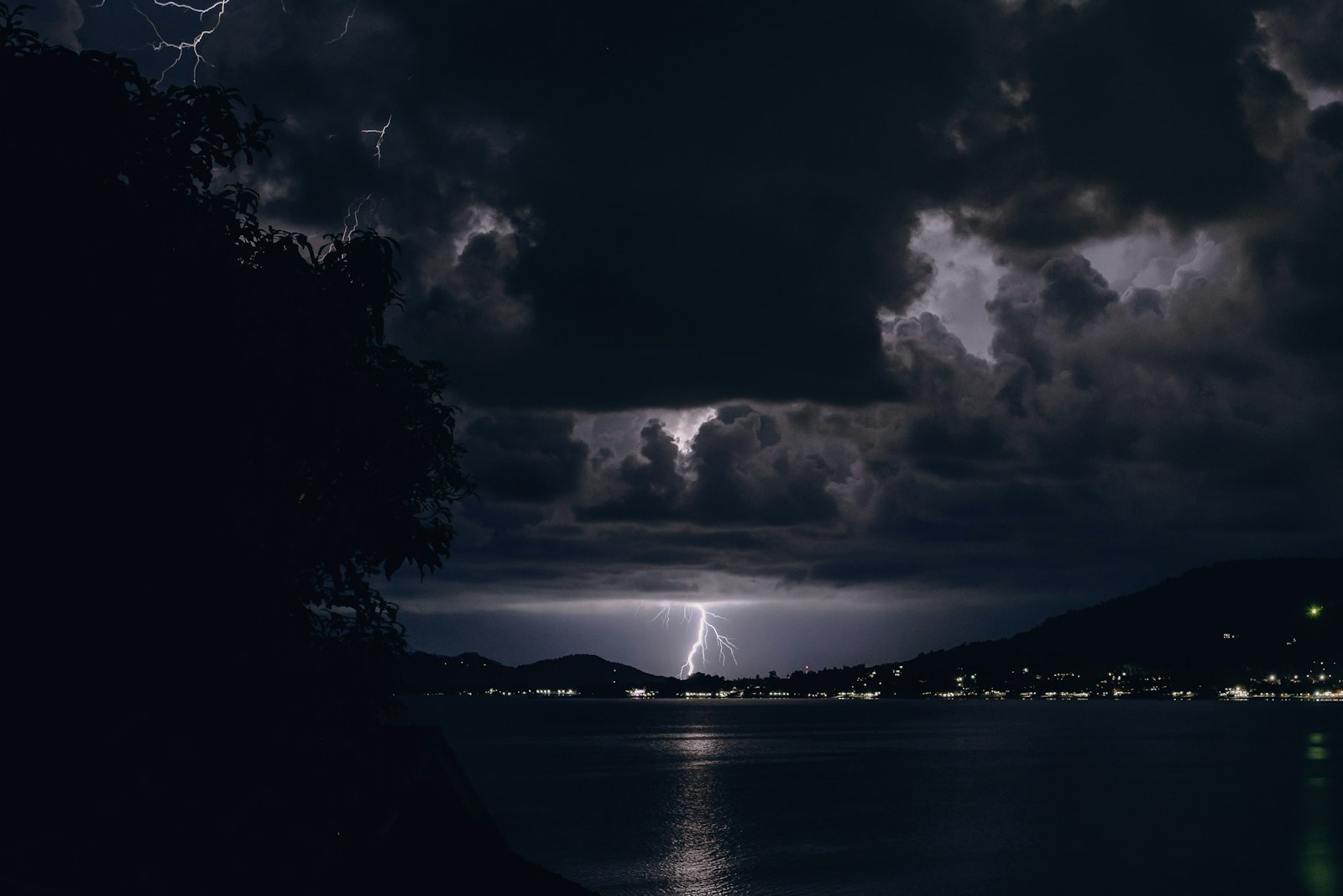 The Gulf of Thailand sea under dark monsoon storm clouds