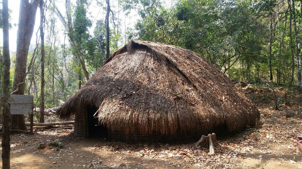 Traditional Bunong house with thatched roof
