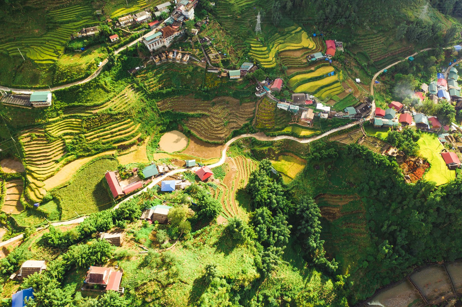 Aerial view of a Lao town at daytime