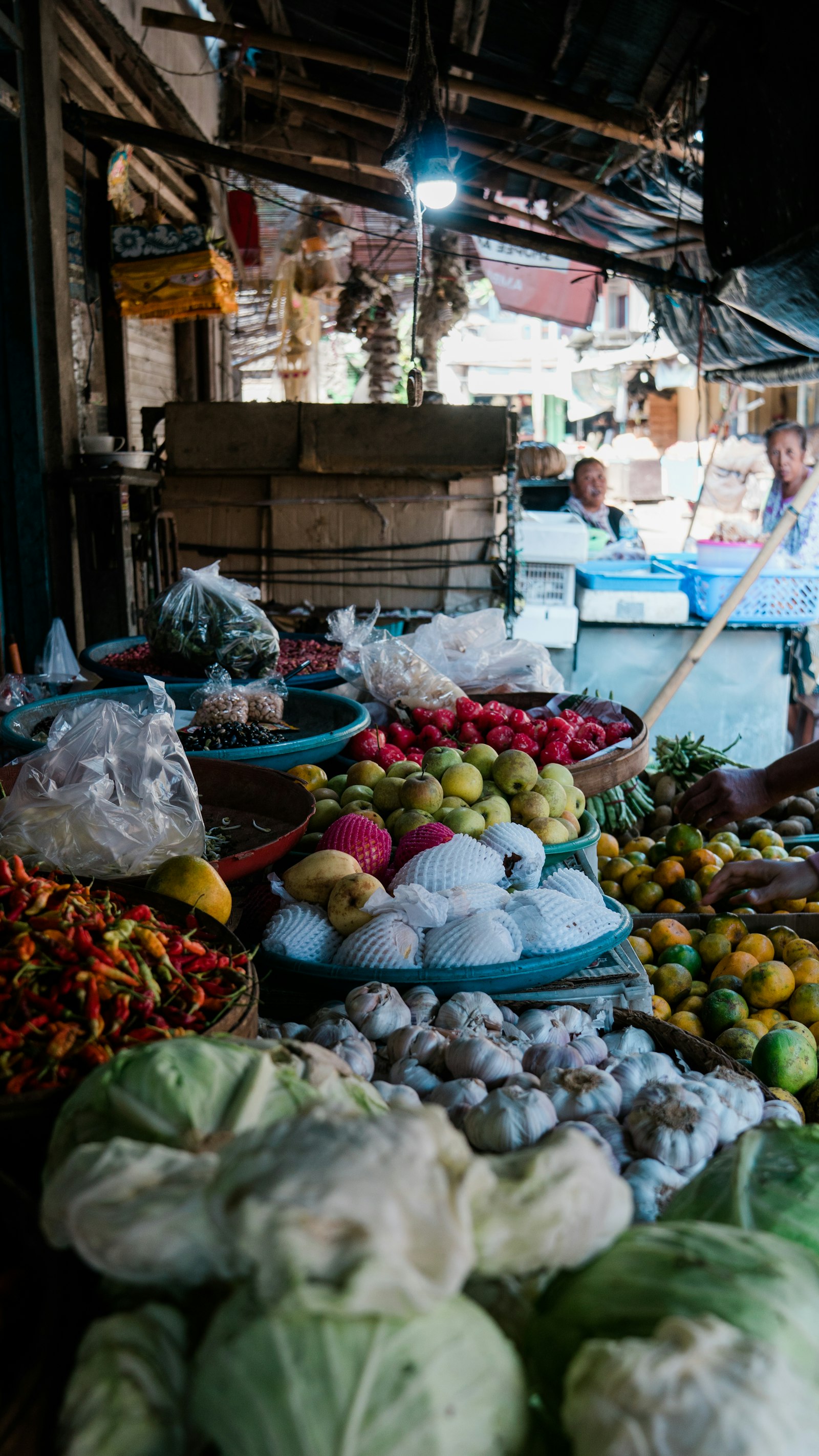 Fresh produce at a traditional market in Bali