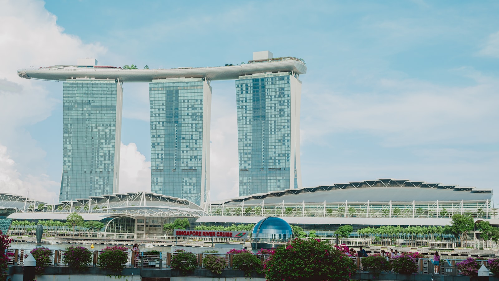 Singapore skyline with Marina Bay Sands against a clear sky