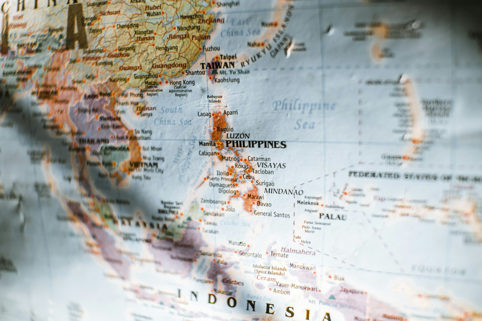 Close-up map of Southeast Asia for route planning