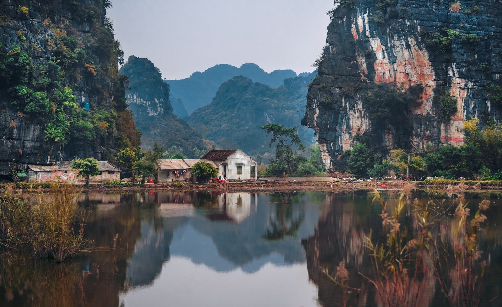 Ninh Binh limestone karst reflected in still water