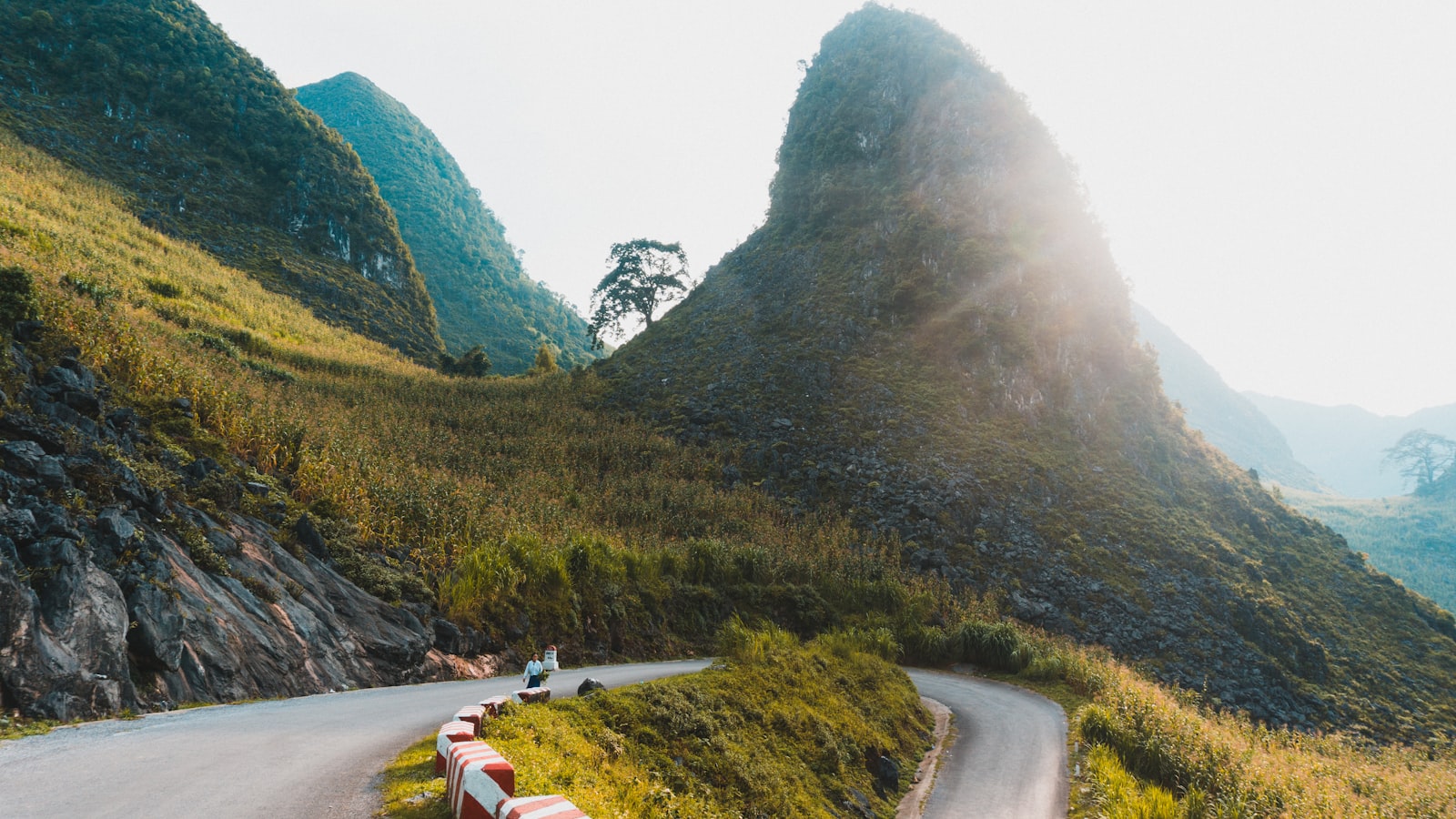 Mountain road winding through Ha Giang Vietnam