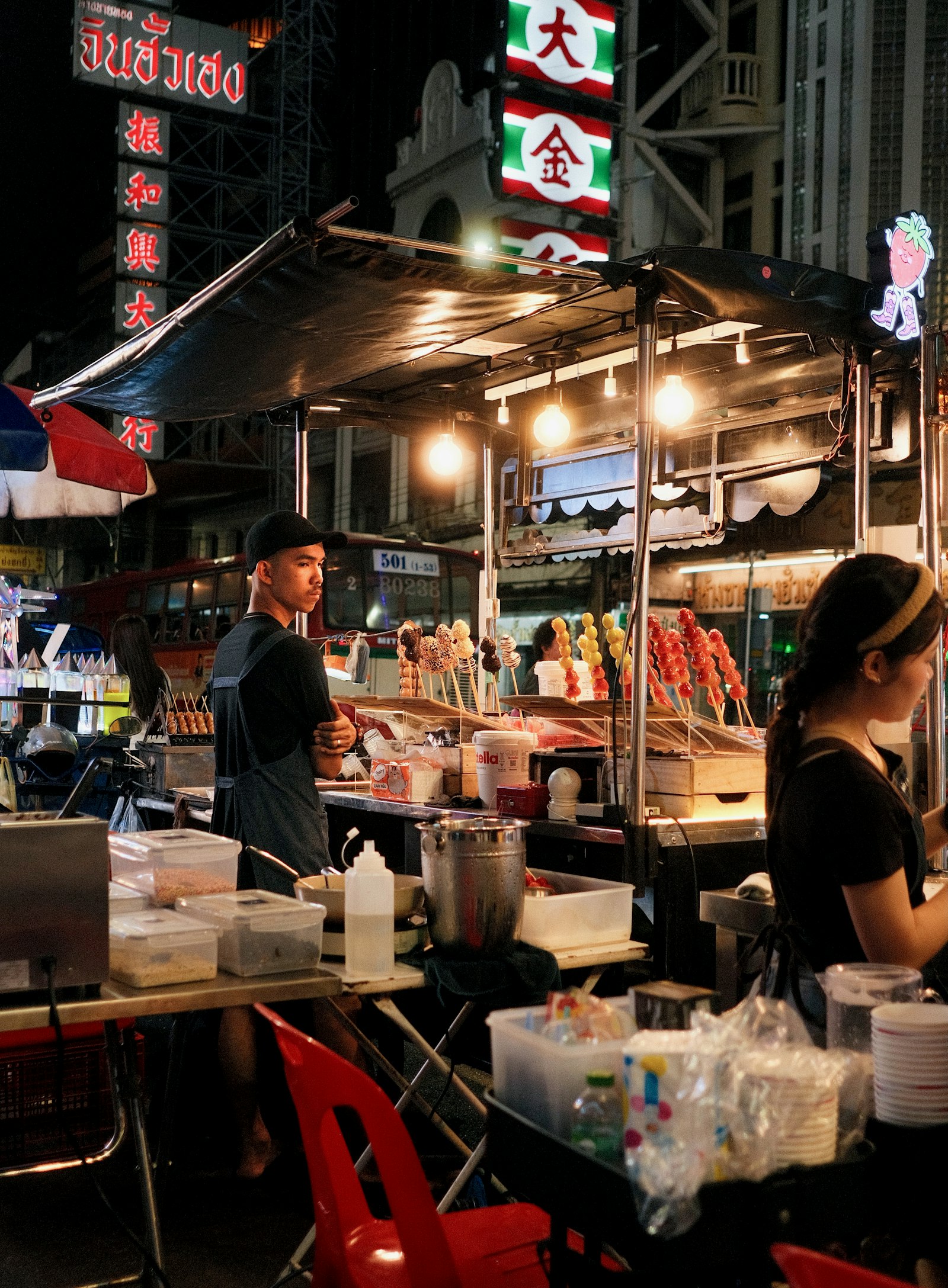 Nighttime street food vendors in Bangkok