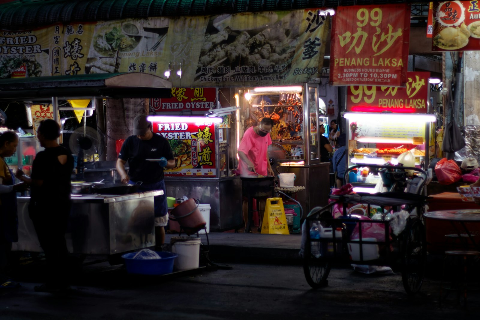George Town Penang street food stalls at night