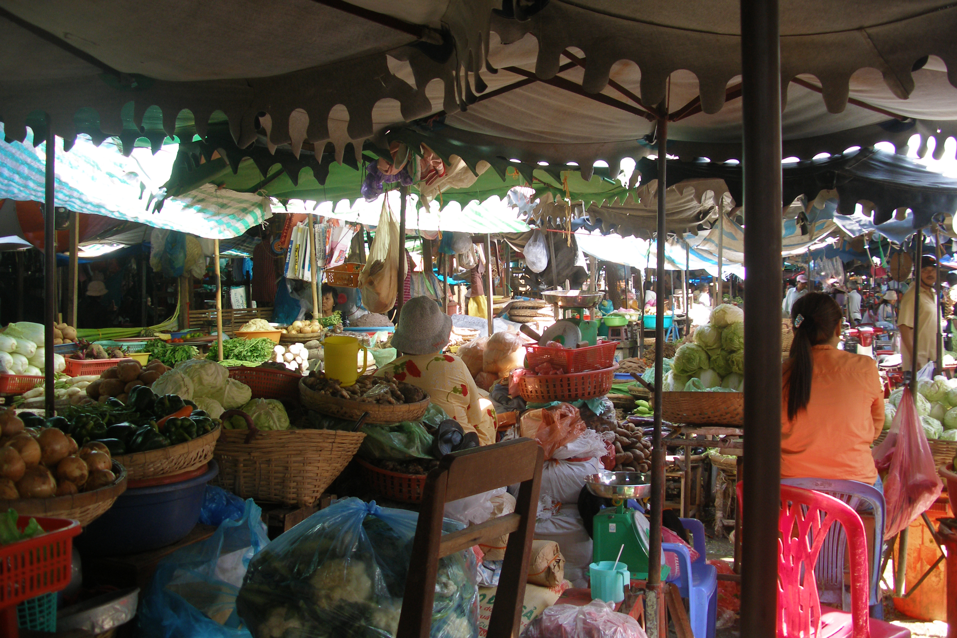 Street market vendors in Chau Doc, Vietnam