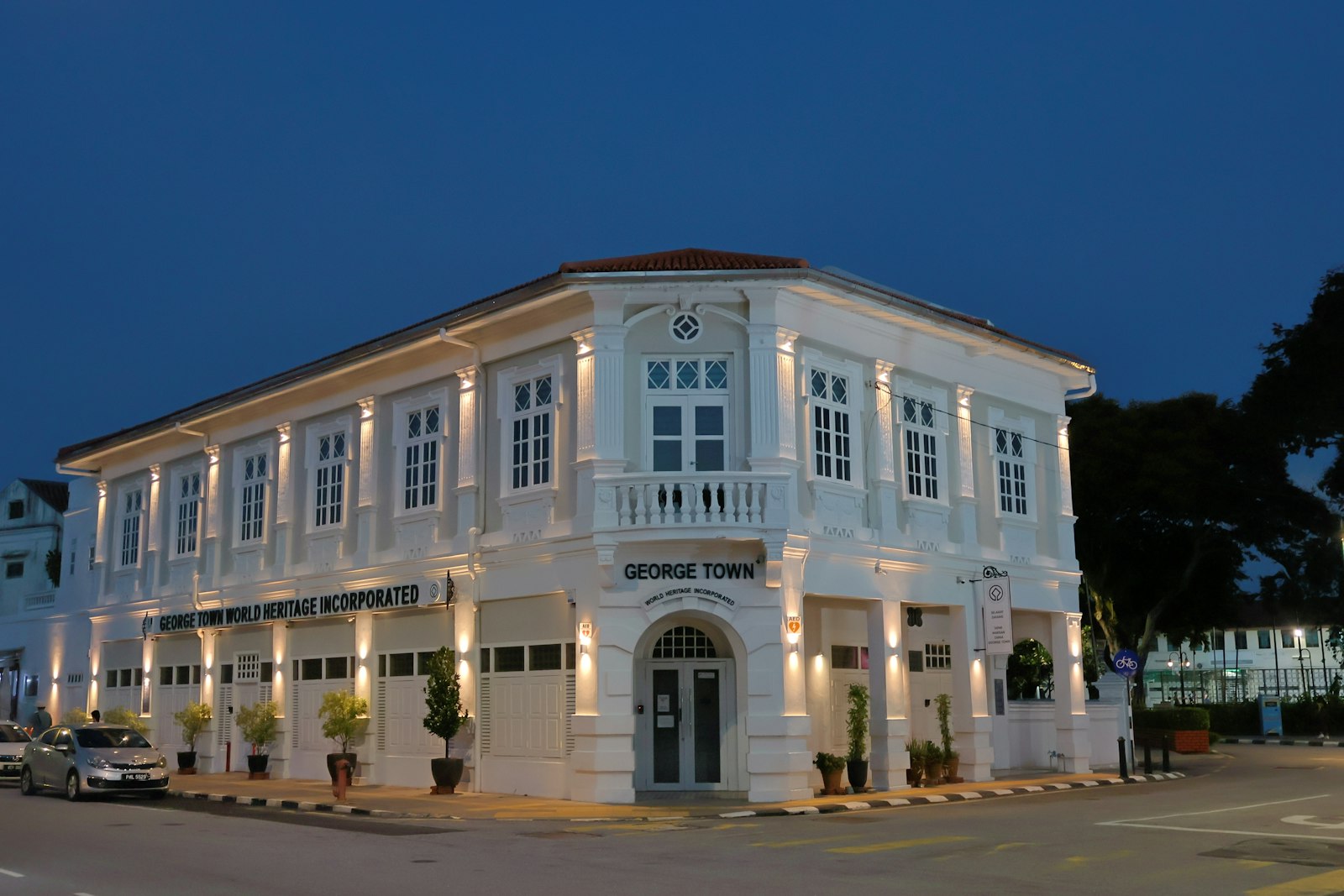 George Town Penang heritage shophouse at dusk